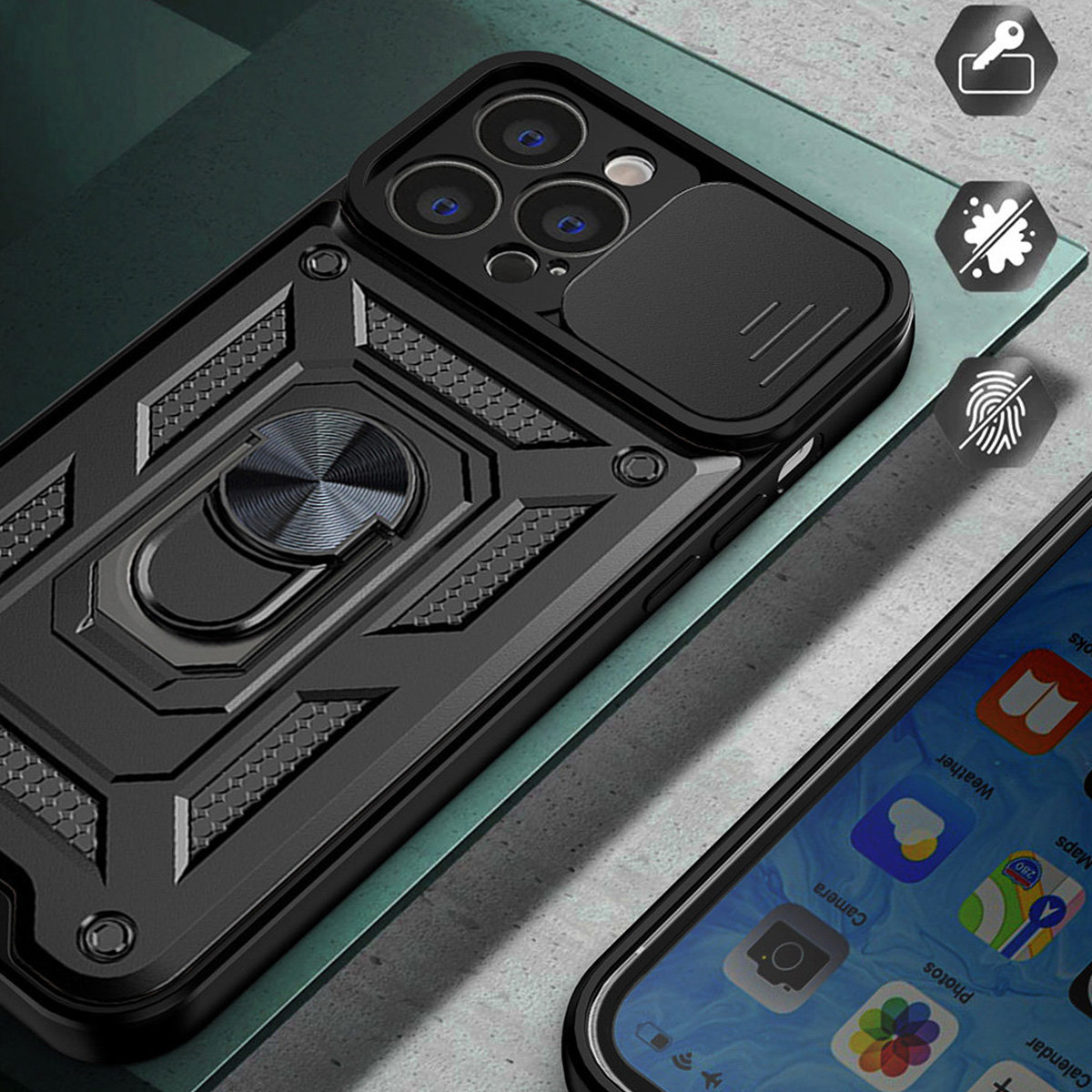 Hybride armor Camshield voor Realme 10 Pro - zwart