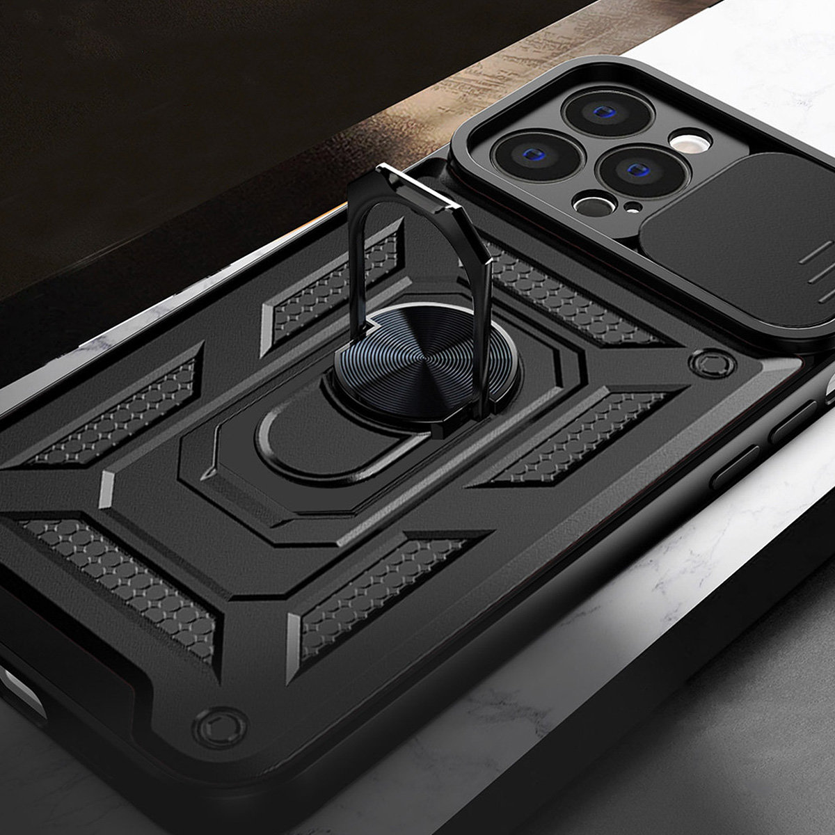 Hybride armor Camshield voor Realme 10 Pro - zwart