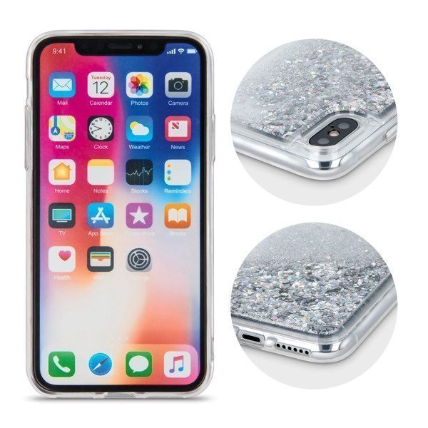 Glitter case voor Motorola Moto E6 - zilver