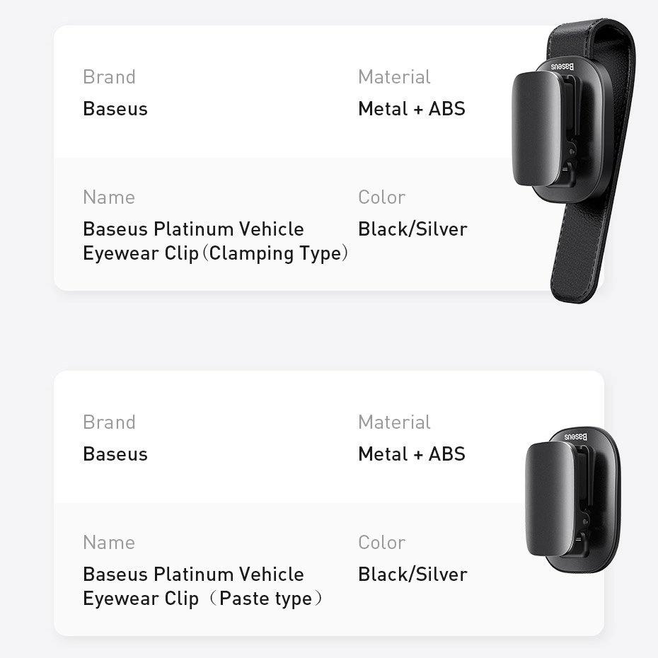 Baseus brilhouder voor in de auto – Zilver