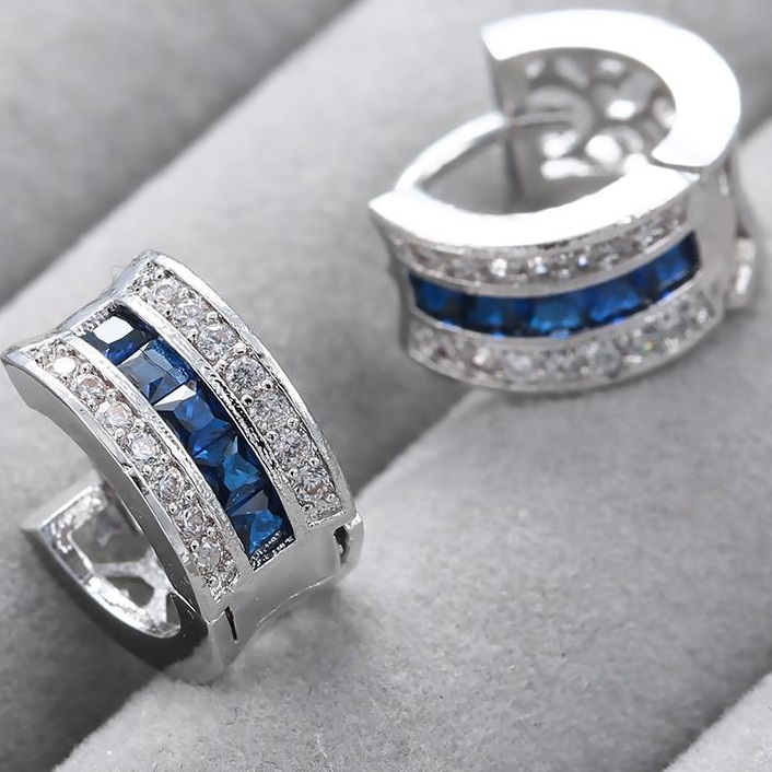 Oorbellen DI-2382 - Zilver/Blauw