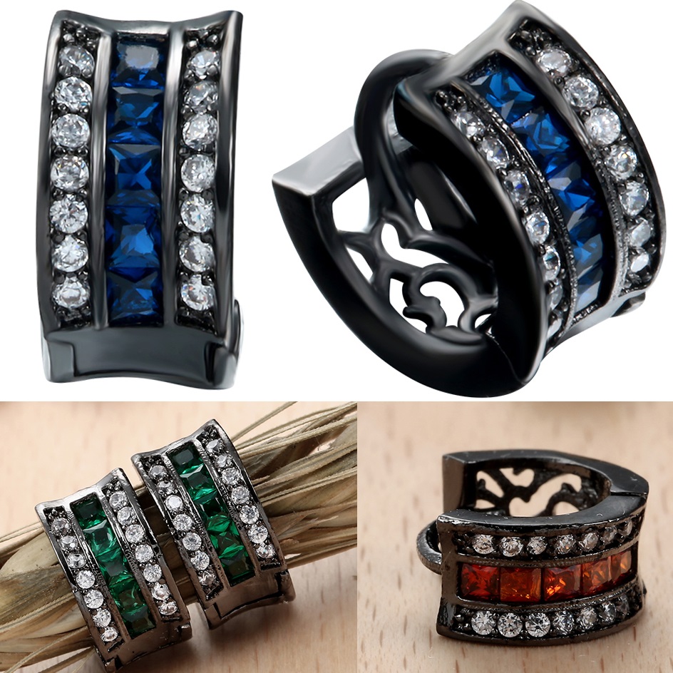 Oorbellen DI-2382 - Zilver/Blauw