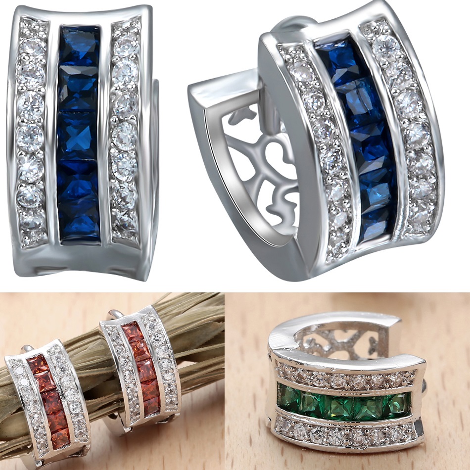 Oorbellen DI-2382 - Zilver/Blauw