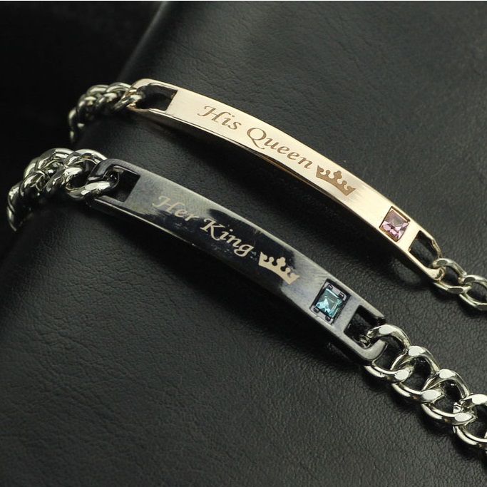 Armband His Queen - Zilver/Goud/Roze