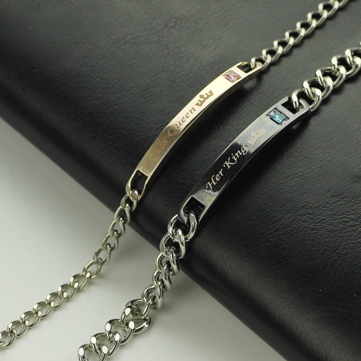 Armband His Queen - Zilver/Goud/Roze