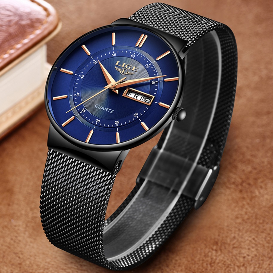 Horloge LIGE KI-6318 - Zwart / Blauw