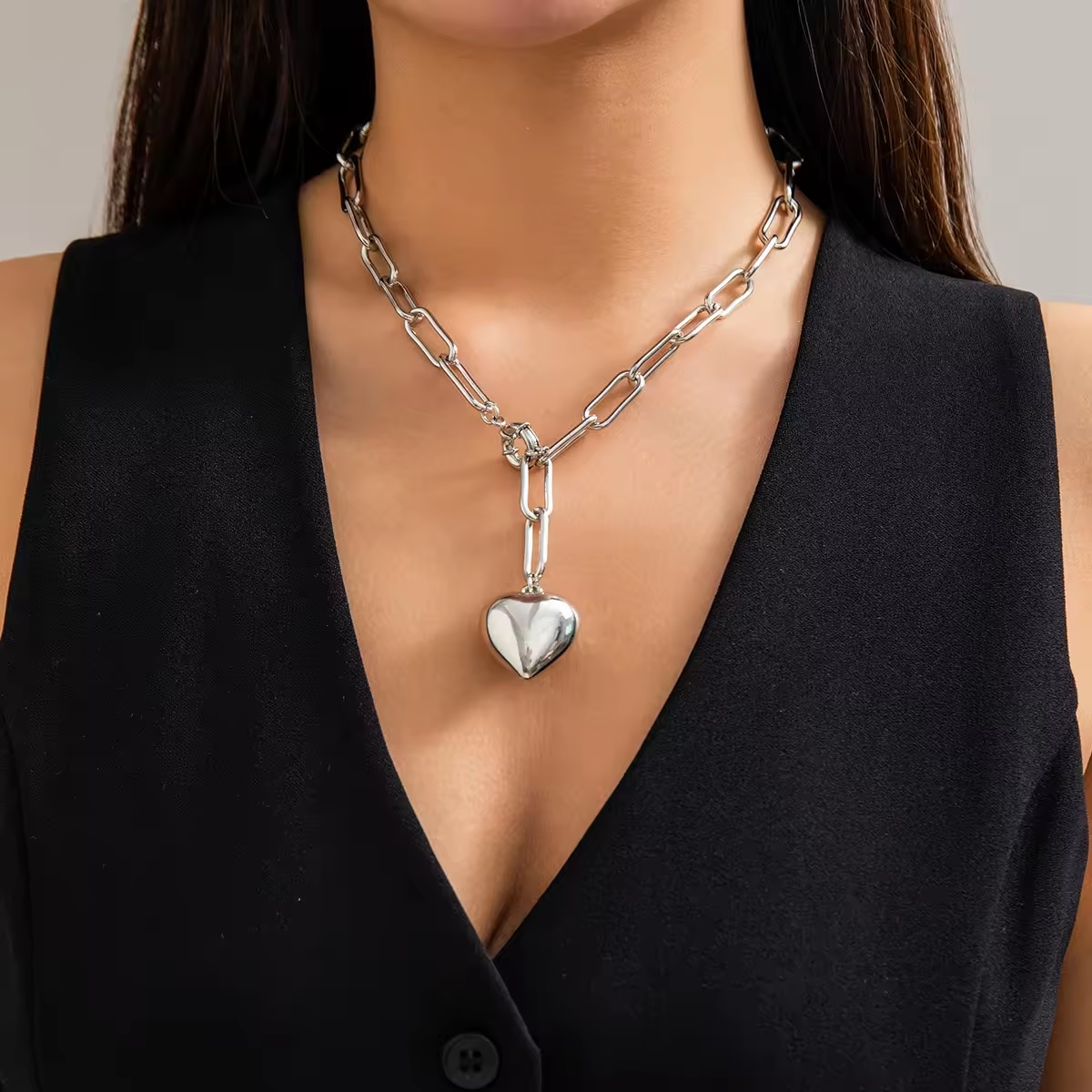 Halsketting Massive Heart - Zilver