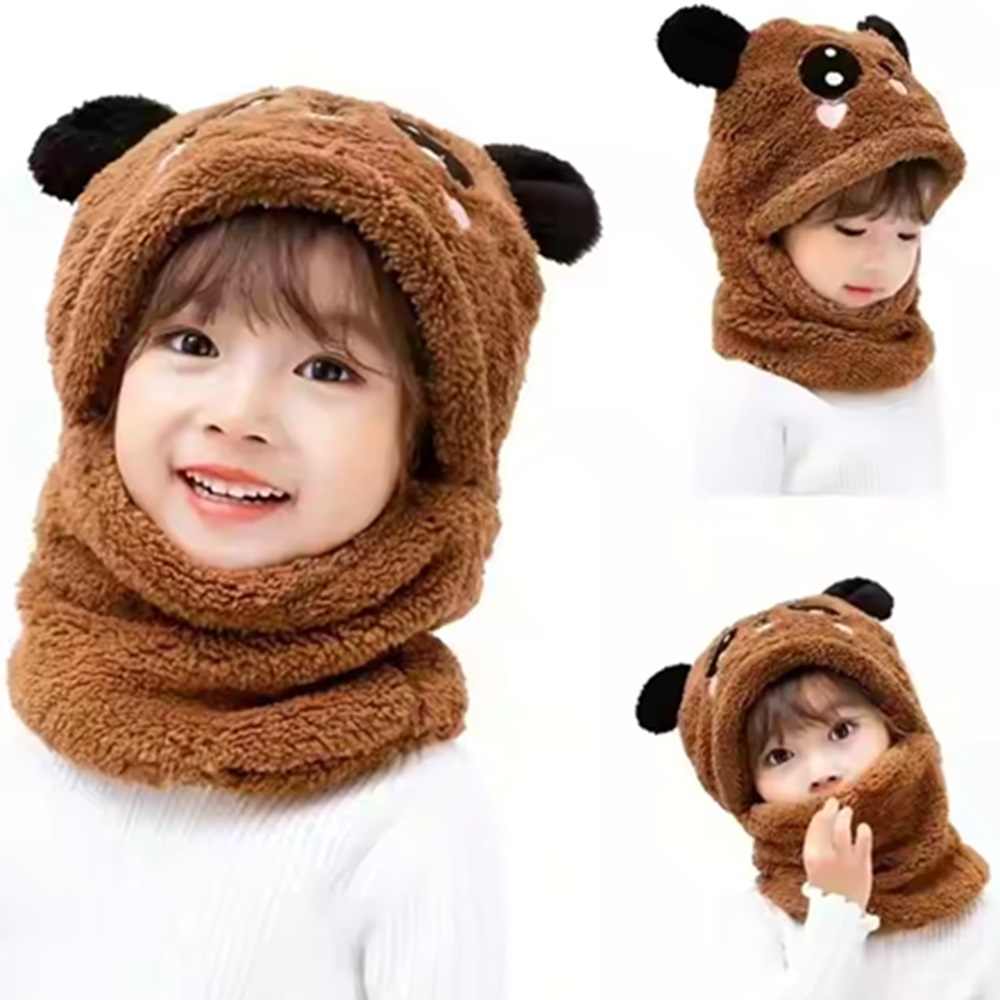 Kinder winterbalaclava Teddybeer - Rood