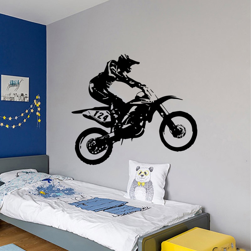 Muursticker / Behang Motorrijder