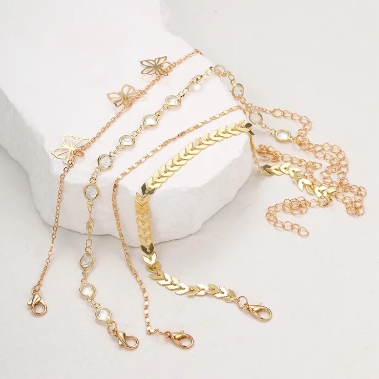 Set enkelbandjes YA-27301 - Goud