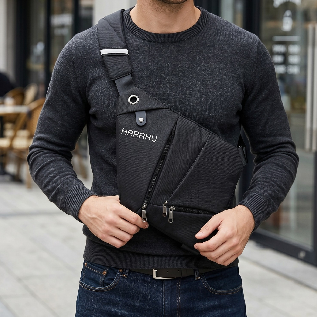Heren Crossbody Tas HARAHU Pulse - Grijs