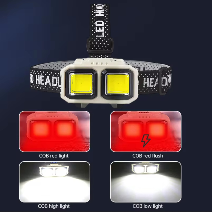 LED-hoofdlamp met bewegingssensor en USB-opladen - Lichtgroen