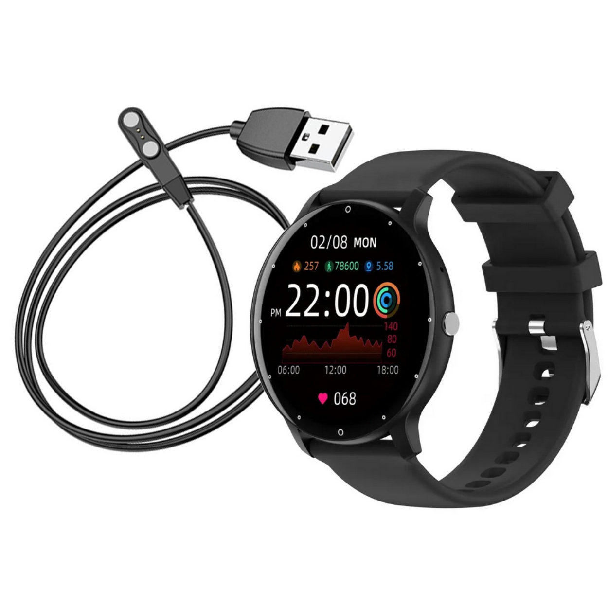 Smart horloge ZL02 - Zwart