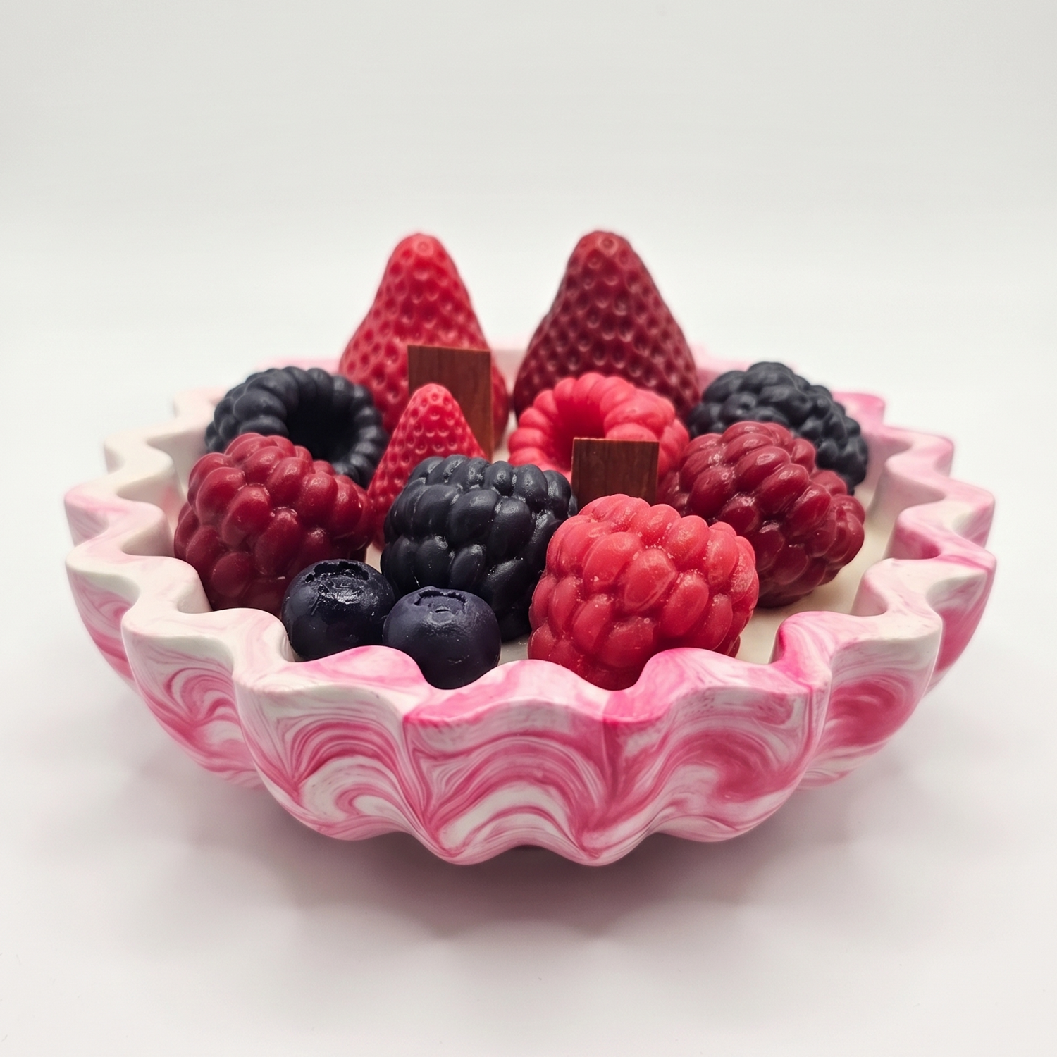 Kaars Fruitschaal - Roze / Wit / Kers