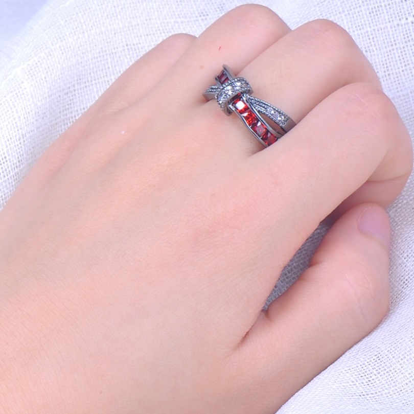 Ring DI-2315 - Zwart / Roze / 56,9mm
