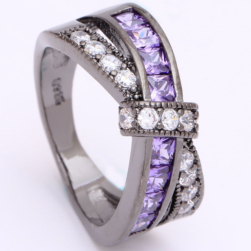 Ring DI-2315 - Zwart / Roze / 56,9mm