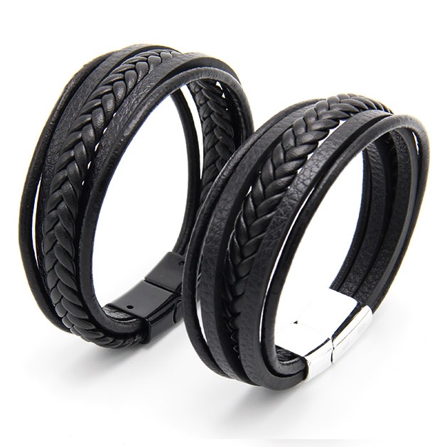 Herenarmband SA - 18809 - Zwart / Zilver