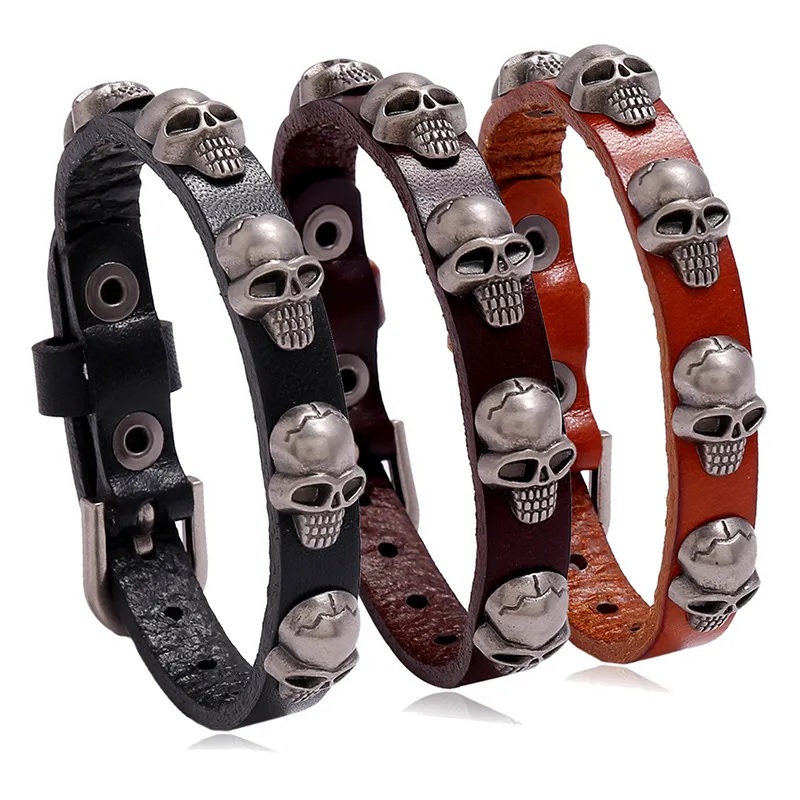 Armband Small Skull - Donkerbruin