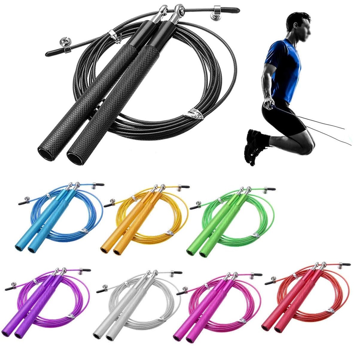 Professioneel speed-springtouw met stalen kabel - Goud