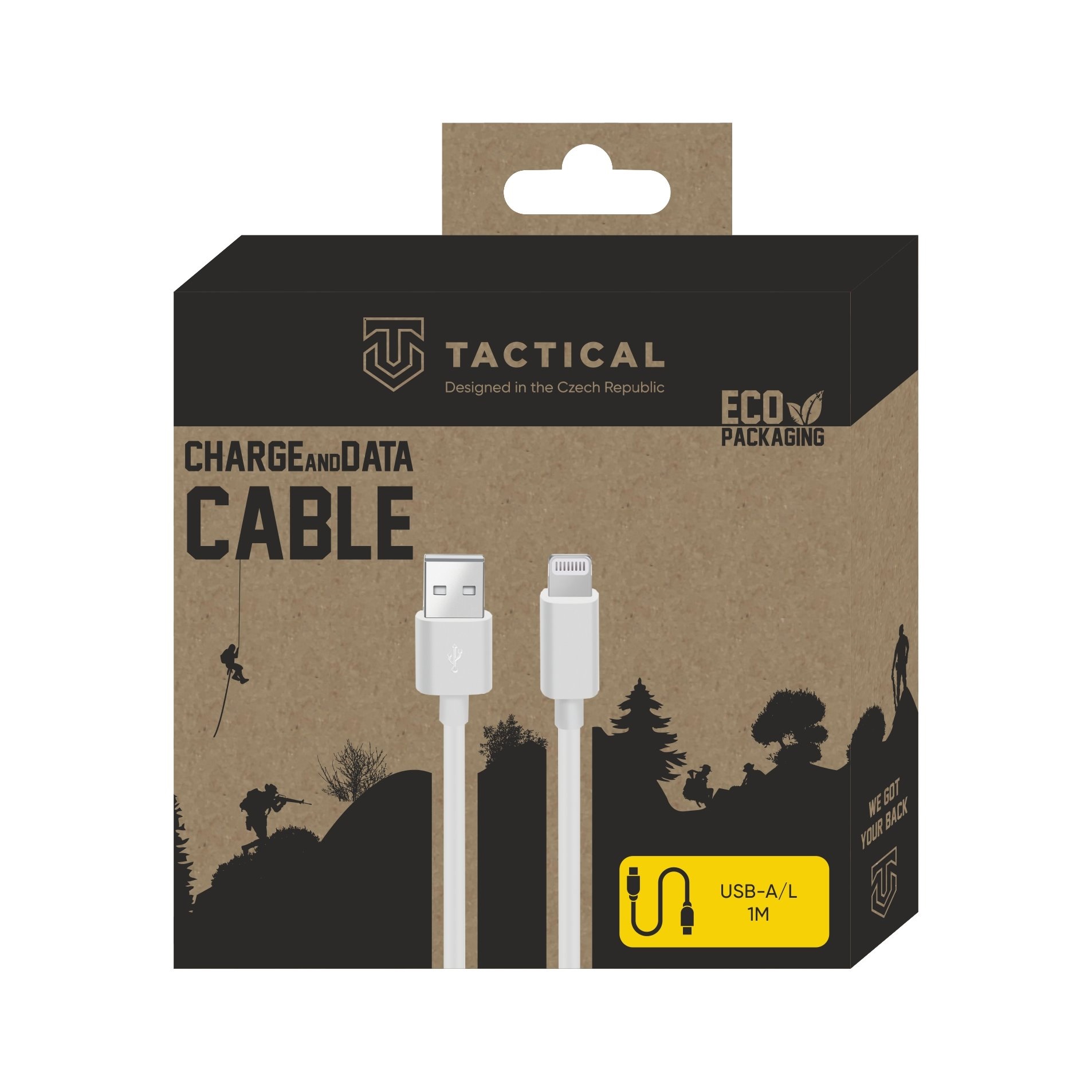 Tactical Smooth Thread kabel USB-A/Lightning - 0,3m - Wit