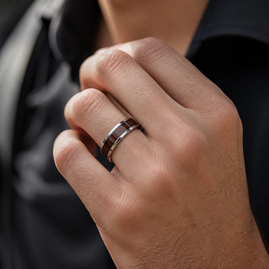 Ring WO-17173 - Zilver / Donkerbruin / 52mm