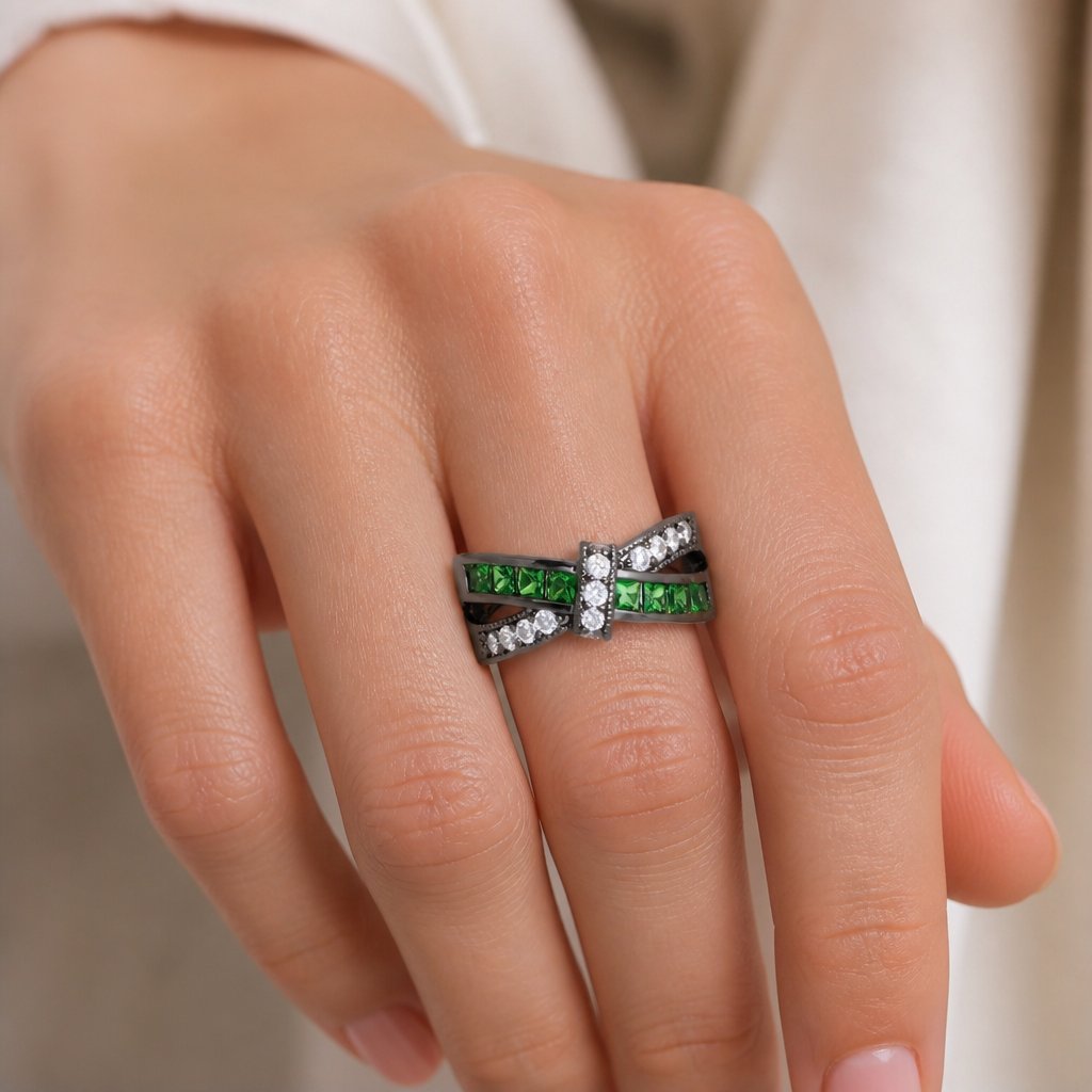 Ring DI-2323 - Zwart / Groen / 56,9mm