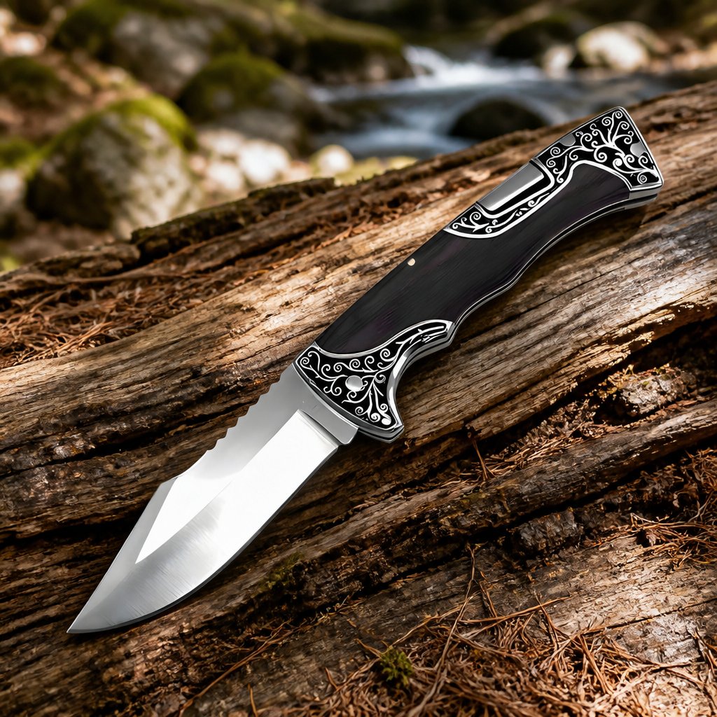 Outdoor opvouwbaar mes A3157 - 22,5 / 9cm / Zwart